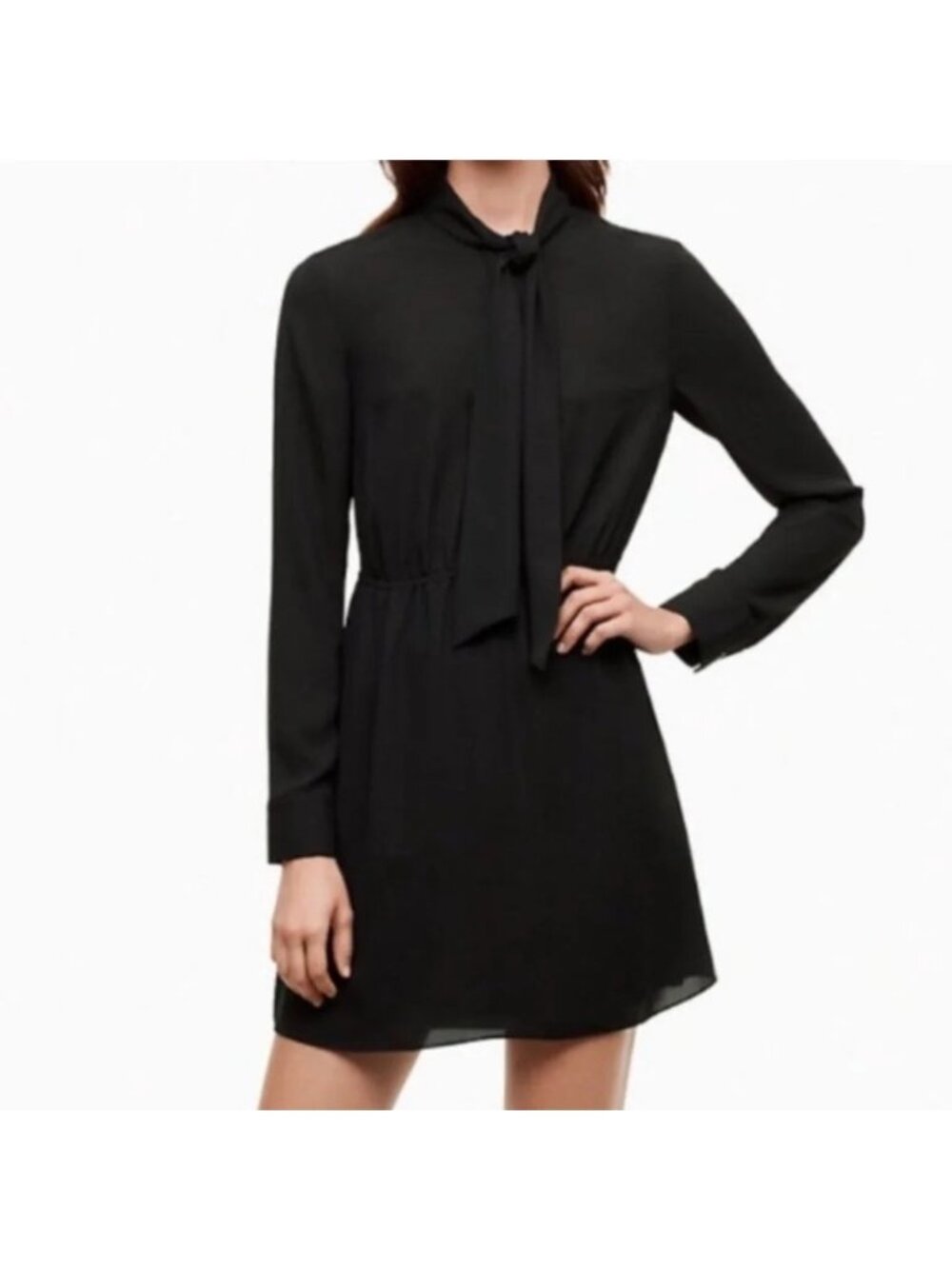 Aritzia Sunday Best Veronica Black Long Sleeve Mini Dress Size XXS